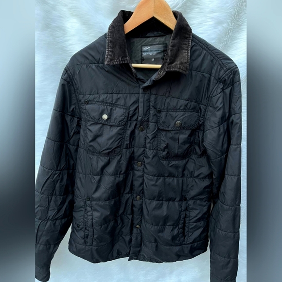 Next Geey Black Quilted Jacket with Denim Collar - Picture 6 of 8